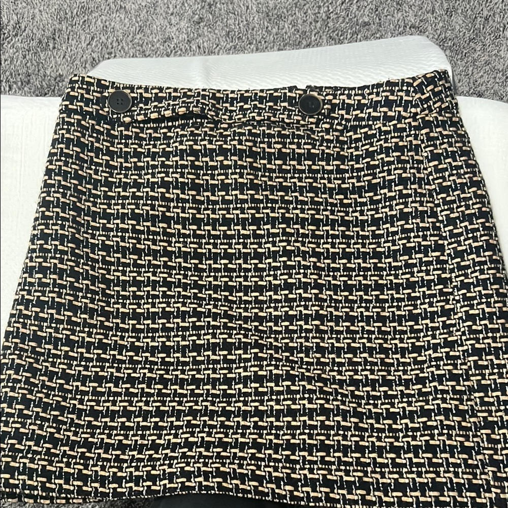 LOFT Black and White Mini Pencil Skirt